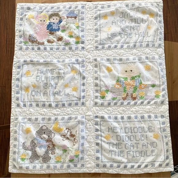 VTG Bucilla Mother Goose Rhymes Quilt (63480) Finished Quilt 30x33” Baby Blanket - Picture 1 of 15